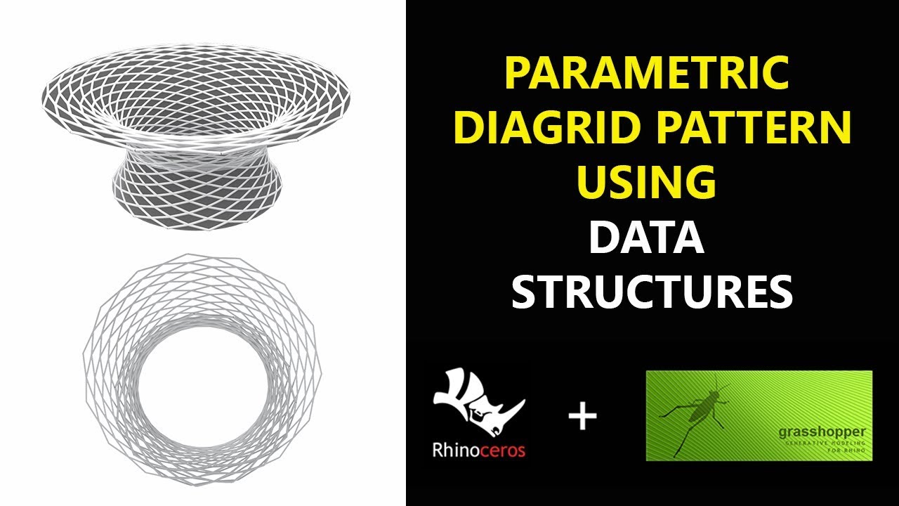 Creating a Parametric Diagrid pattern on any surface using Data Structures in Rhino and Grasshopper