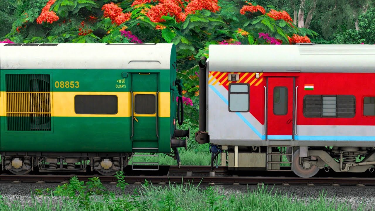 ICF POWER CAR DECOUPLE FROM LHB RED TRAIN COACH | BUMPY RAILROAD | RAILWORK | INDIAN TRAIN SIMULATOR