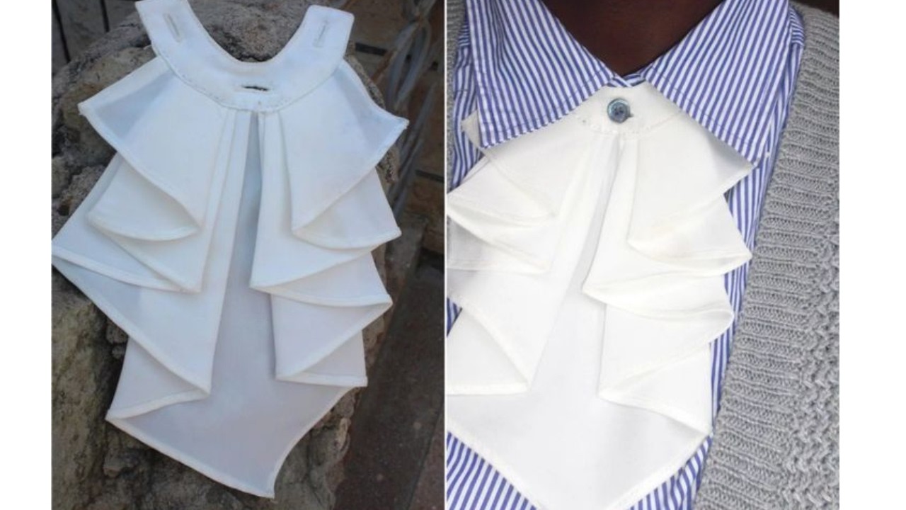 How to Cut and Sew a TRENDY JABOT COLLAR | Easy DIY Ruffle Neckline Step-by-Step