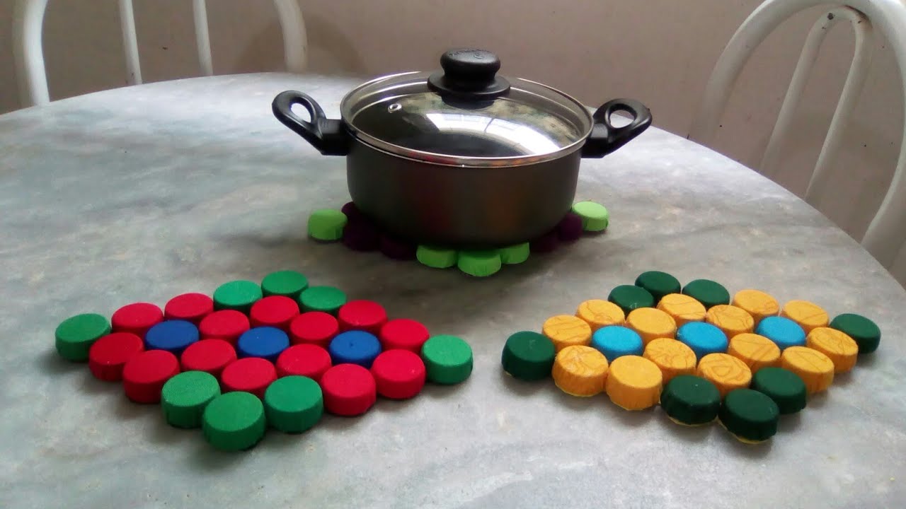 descanso p/panela com tampinhas de pet /  DO LIXO AO LUXO!