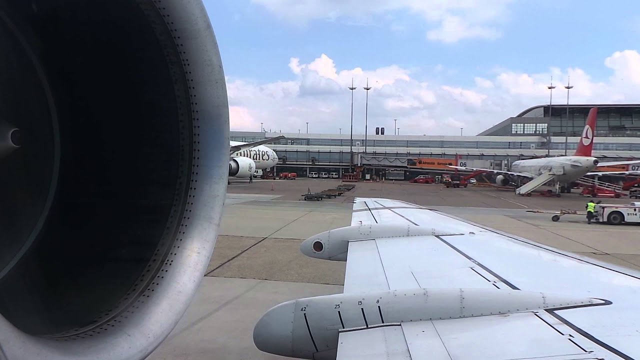 Fokker 70 KLM Cityhopper window view takeoff from Hamburg (Nice engine sound)