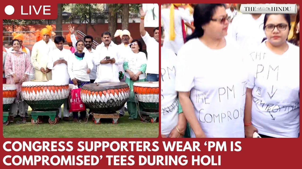 Holi 2026 at AICC HQ: Congress protesters wear &lsquo;PM is compromised&rsquo; tees