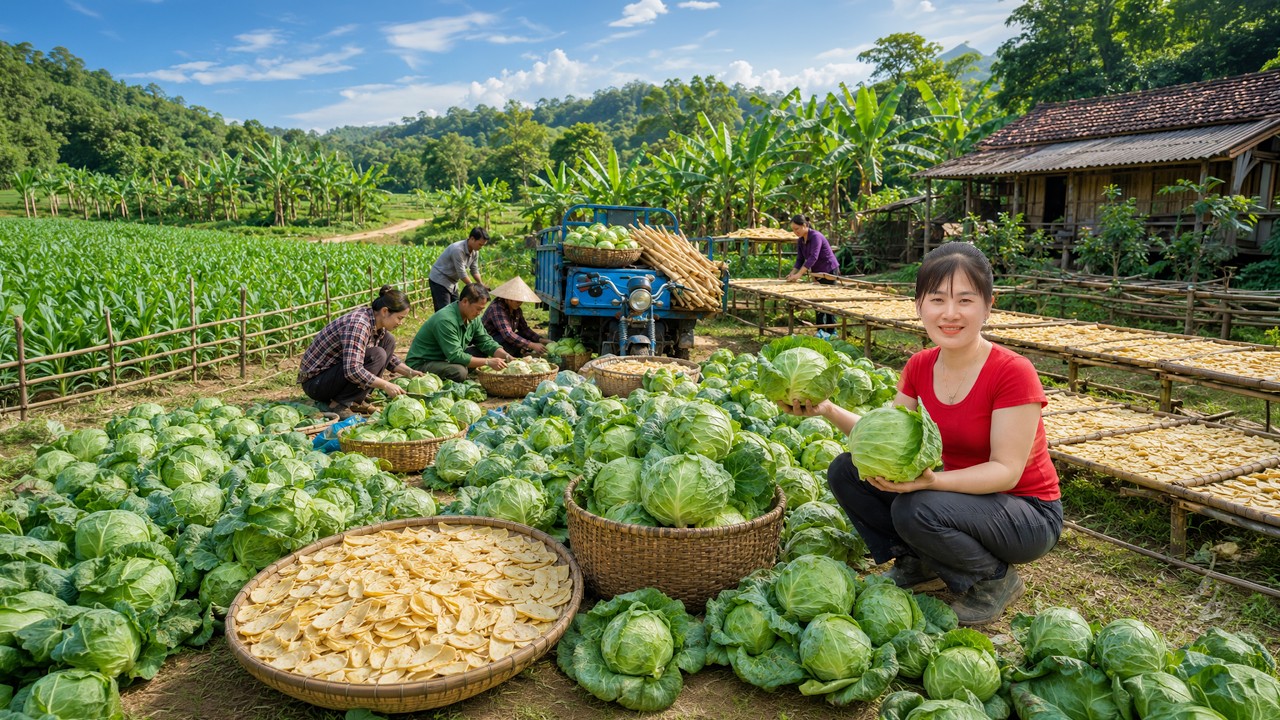 Harvesting Summer Cabbage For Market | Drying Bamboo Shoots | Farm Life