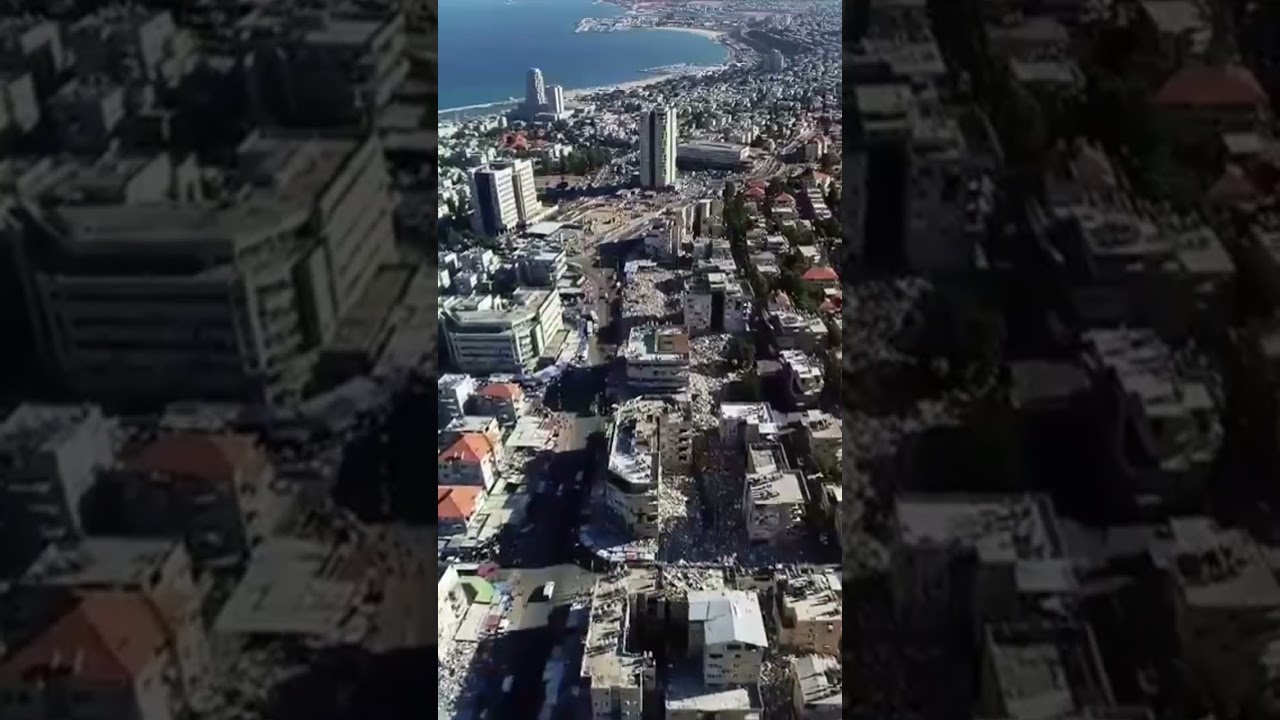 Aerial view of Haifa after being hit by Iranian missiles. 🔥 #iranattackonisrael #israeltech #haifa
