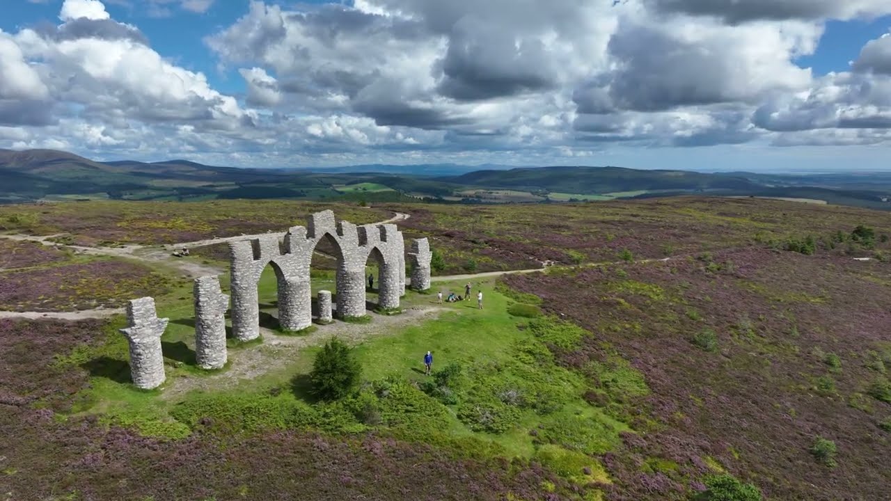 The Fyrish Monument near Alness Scotland drone aerial video224