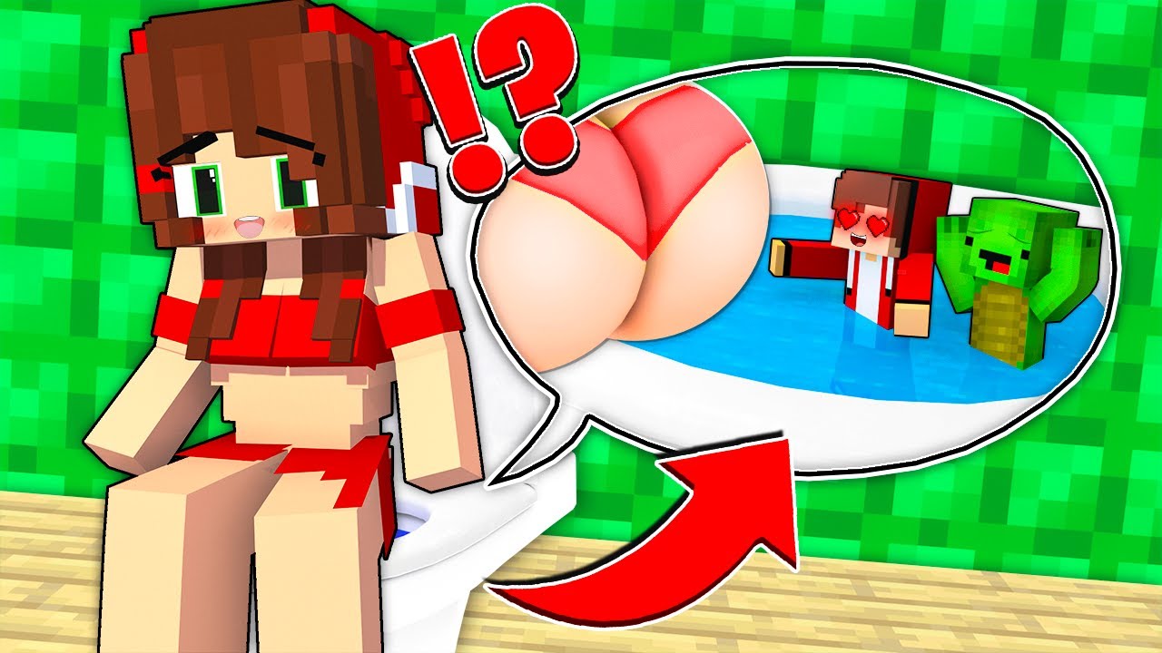 MAIZEN : JJ TINY HIDE INSIDE GIRL TOILET in VILLAGE!? - Minecraft Animation JJ & Mikey
