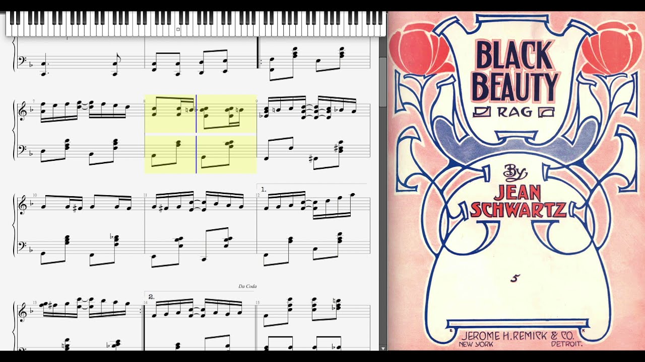 Black Beauty Rag by Jean Schwartz (1910, Ragtime piano)