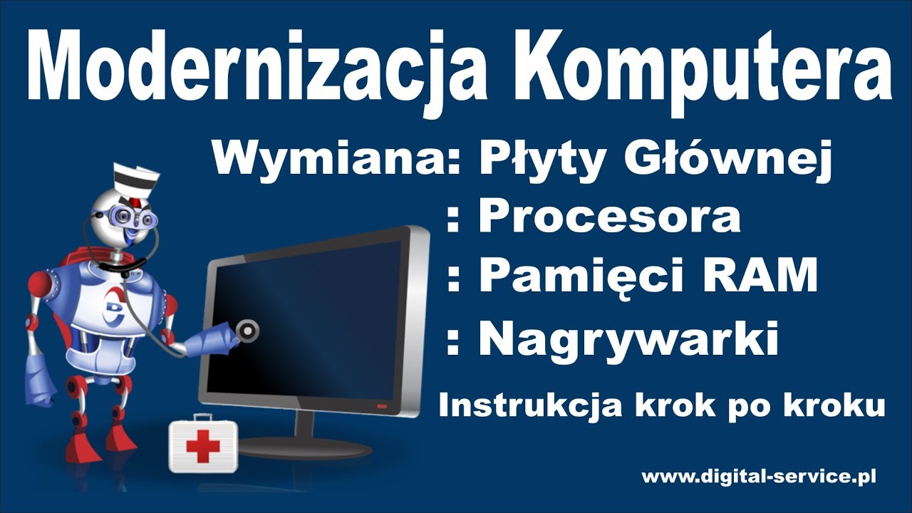 Modernizacja komputera - wymiana płyty gł&oacute;wnej, procesora, pamięci ram i nagrywarki.