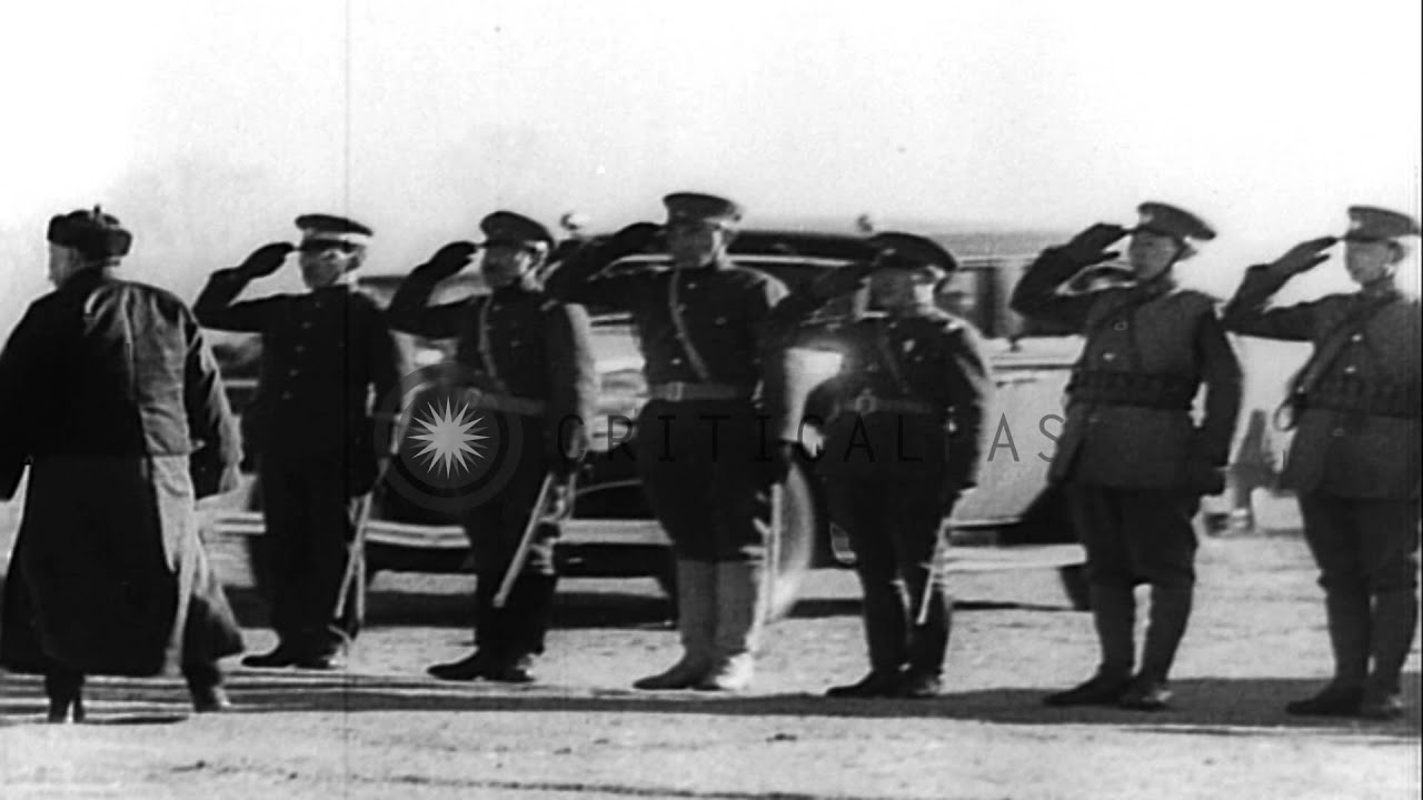 Henry Pu yi ascends the throne of Manchukuo in Hsinking, Manchuria. HD Stock Footage