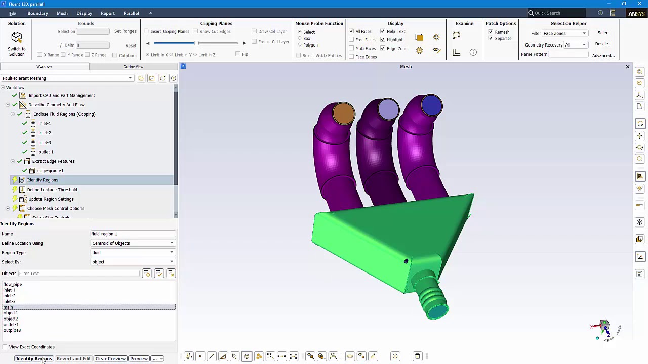 ANSYS Fluent: Fault Tolerant Meshing Workflow