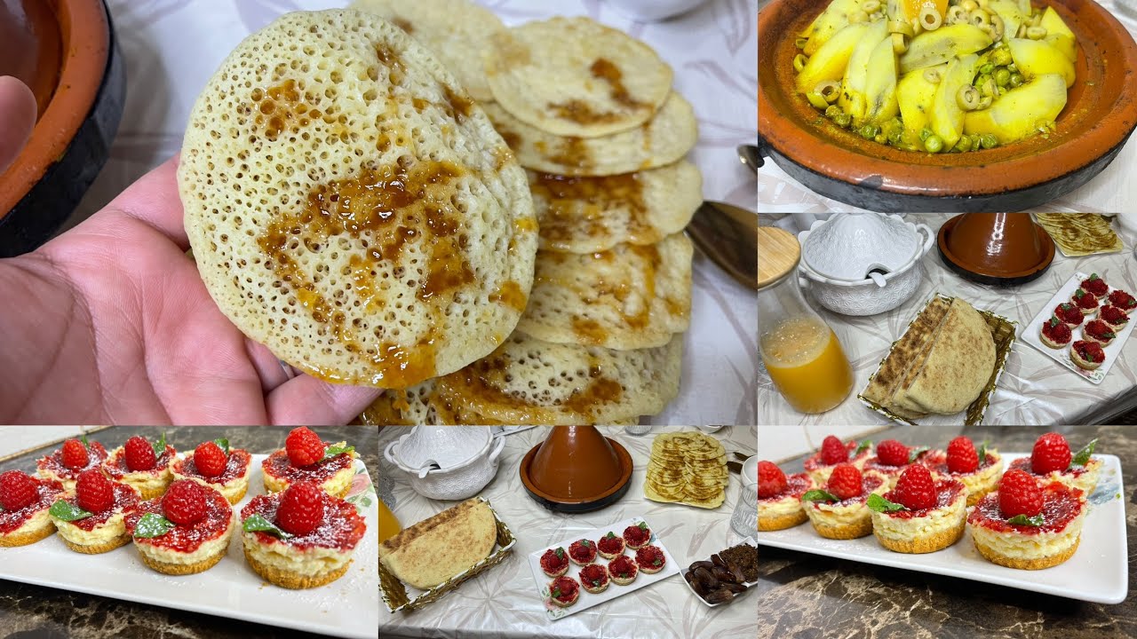 فطور رمضاني🌙 بغرير ناجح بالسميدة تشيز كيك بدون كريمة سائلة طاجين دالبطاطة حلوة معلك