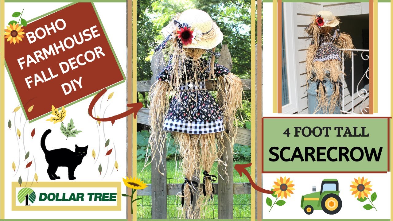 Fall Dollar Tree DIY Girl Fall Scarecrow FALL Decor DIY 2020  | Farmhouse Dollar Tree DIY Scarecrow