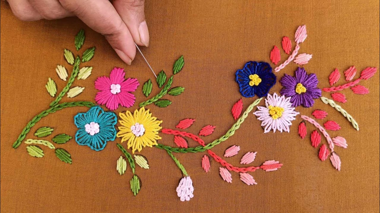 Hand Embroidery ! Hand Embroidery Tutorial How to Create Perfectly Spaced Borderlines part- 2