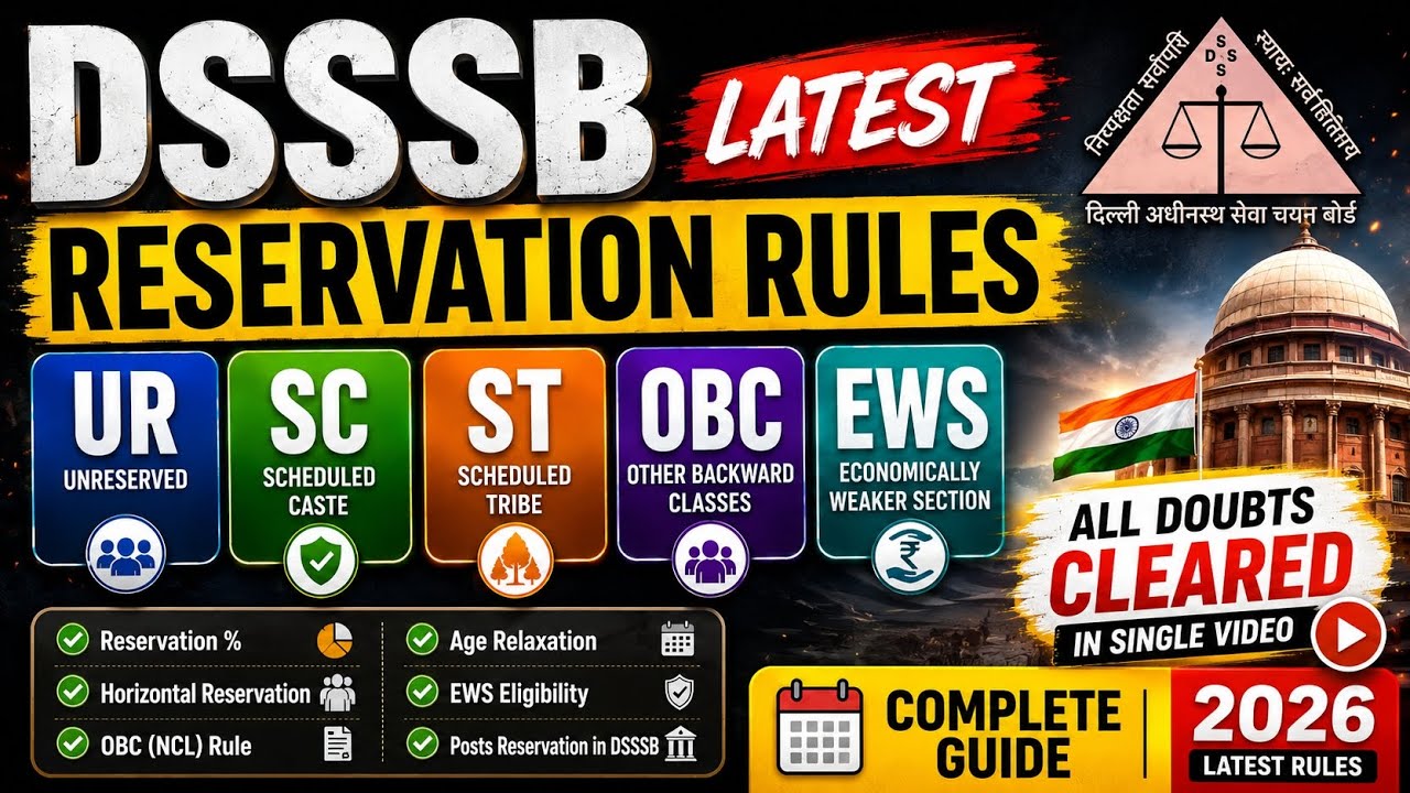 DSSSB Latest Reservation Rules 2026 🔥 OBC/EWS/SC/ST Full Explanation