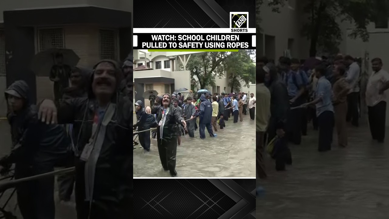 WATCH: Children Pulled to Safety Using Ropes as Heavy Rains Flood School Campus in Nagpur