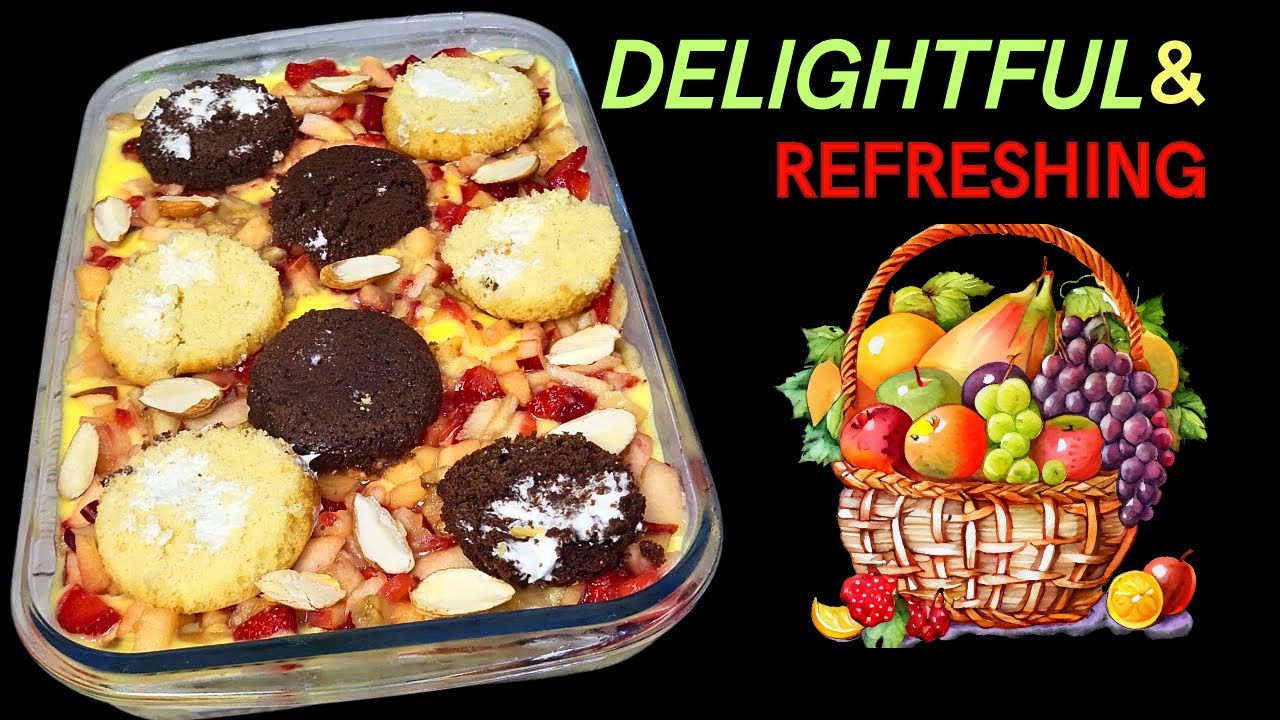 Fruit Custard Pudding Recipe | Fruit Custard Trifle Pudding Recipe - 20 Mins Quick Dessert