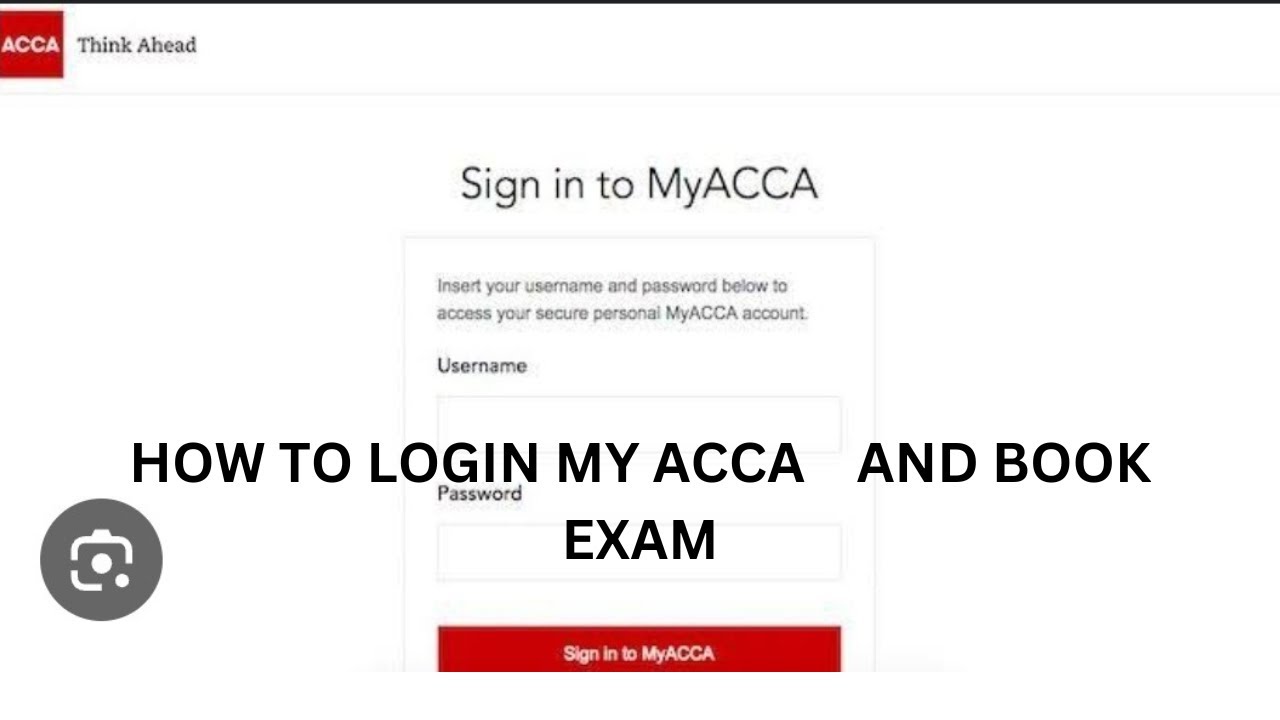 how to login my acca and how to book exam in acca website