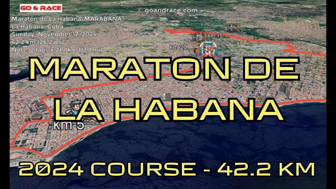 Maratón de La Habana-MARABANA (2024): fly over the marathon course! Video of the race path.