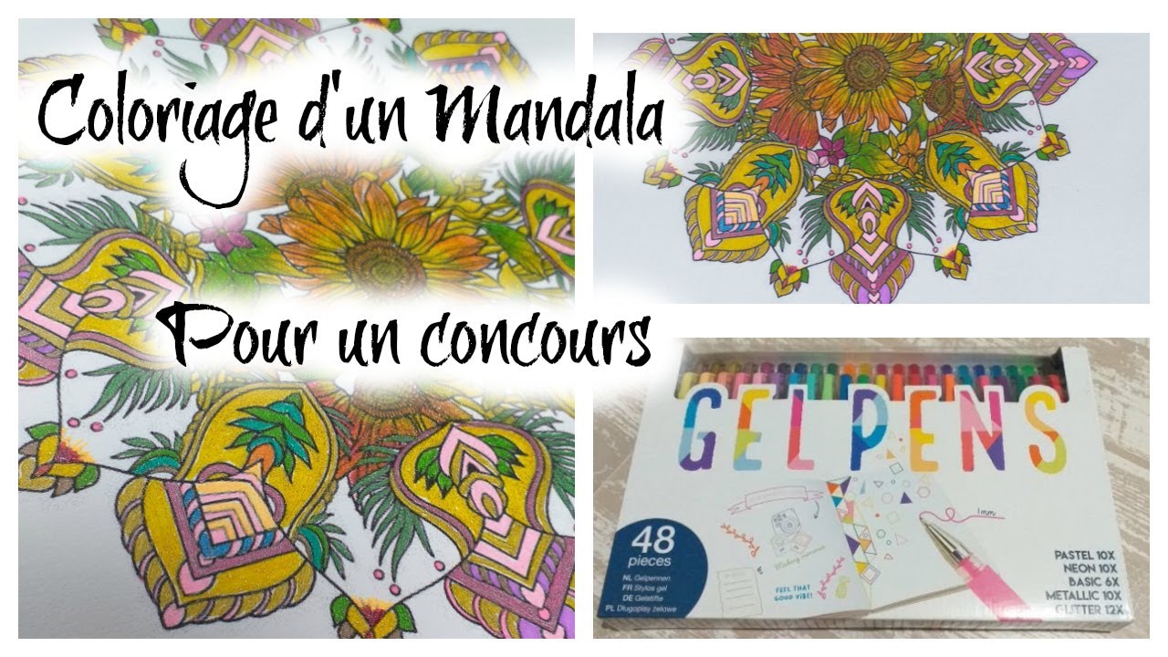 COLORIAGE POUR UN CONCOURS MANDALA AU GEL PEN