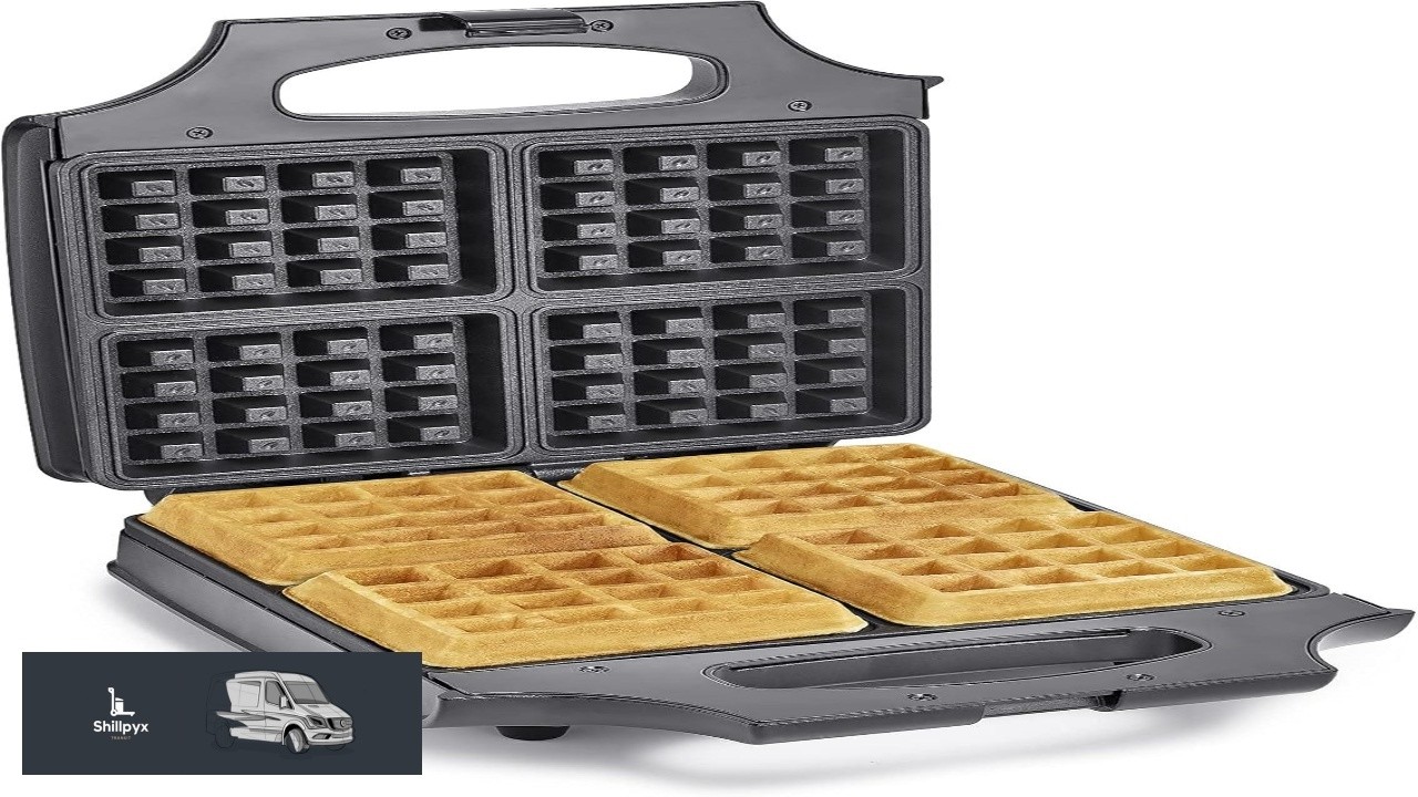bella Waffle Iron 4 Square Belgian Waffle Maker Non stick Extra Large