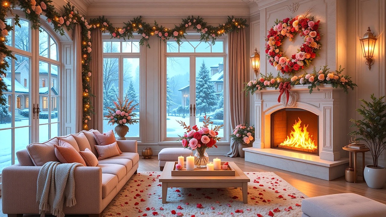 Cozy Winter Cafe Ambience ❤️ Smooth Romantic Jazz for Valentine's Day ❤️ February Cafe Jazz Music