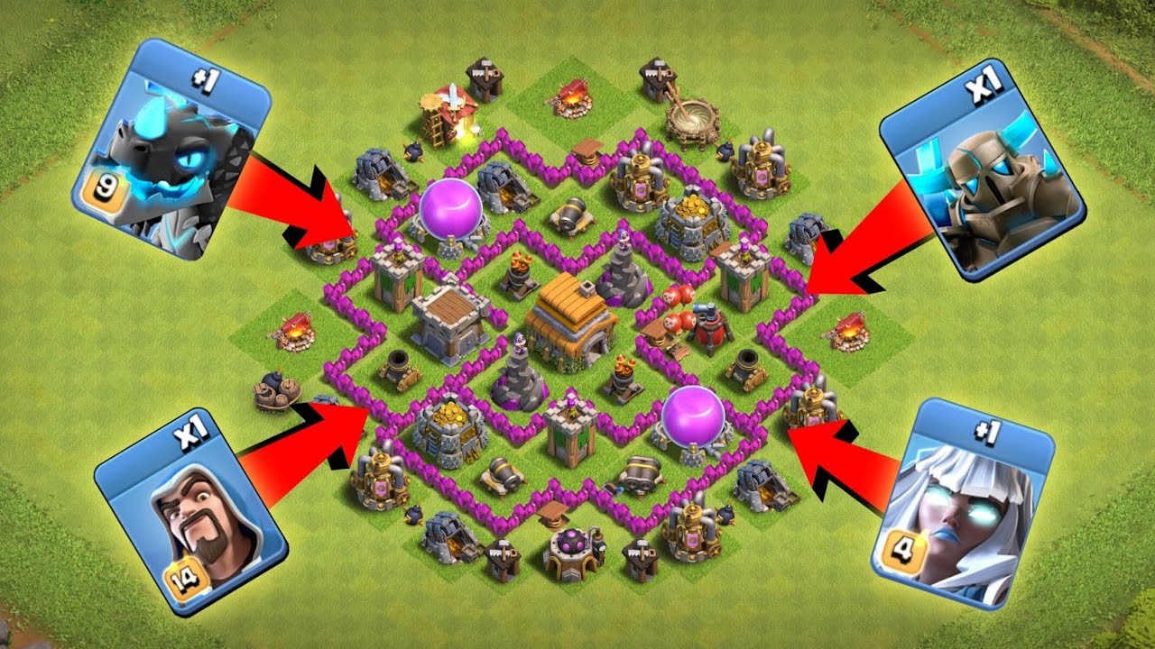 Ратуша 6 против всех 1 максимального отряда! Clash of Clans