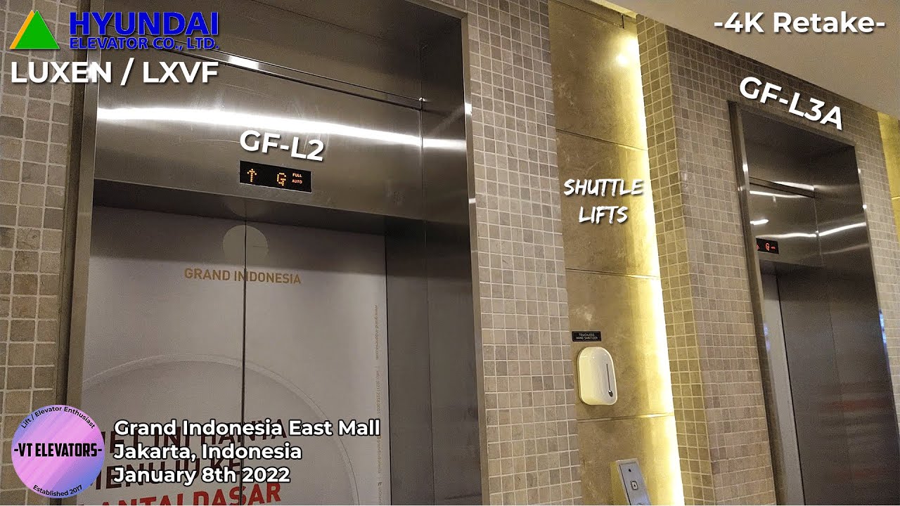 [GONE, 4K] Hyundai LUXEN Passenger Lifts - Grand Indonesia East Mall, Jakarta (Shuttle)