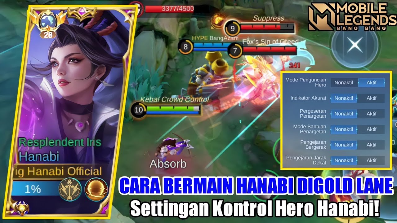 SETTINGAN KONTROL HERO HANABI & CARA BERMAIN HANABI DIGOLD LANE! NEW EMBLEM & BUILD TERSAKIT  - MLBB