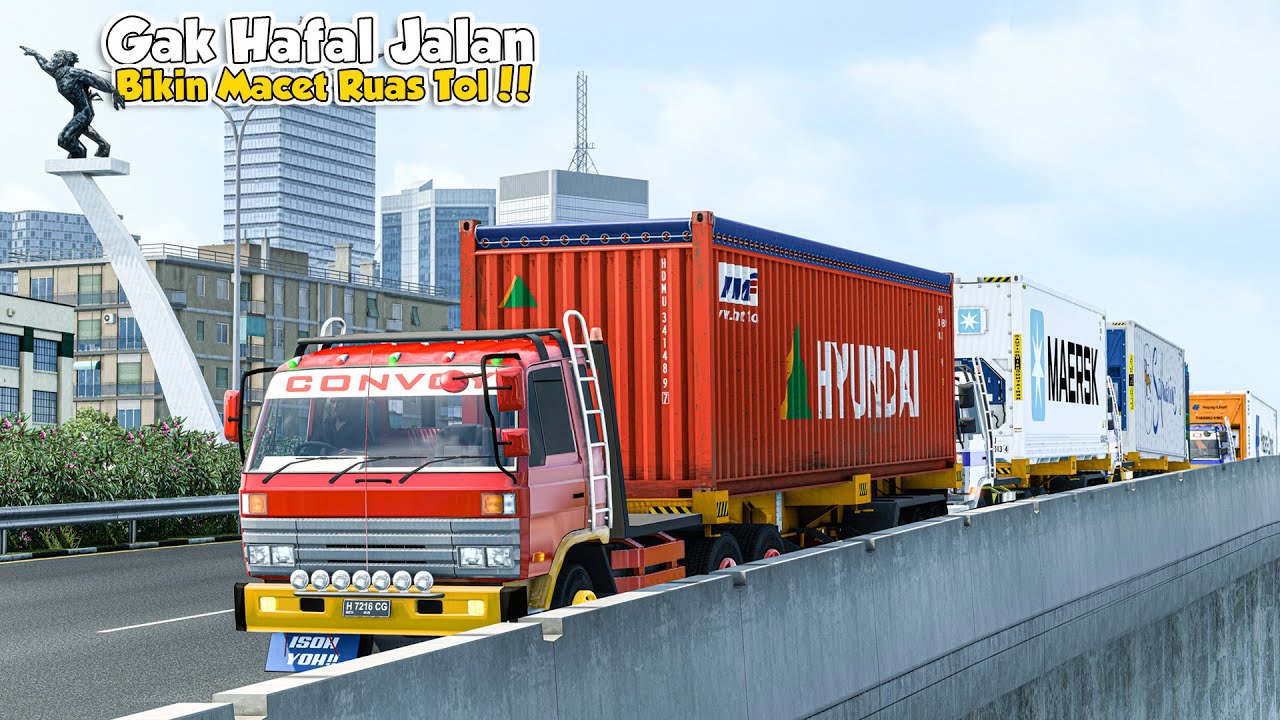 Truk Kontainer Tersesat di Tol Dalam Kota !! Konvoi Nissan CK Peti Kemas Jakarta Merak