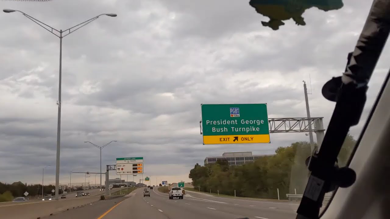 TX-114 (JW Carpenter Fwy) Eastbound from DFW Airport to Dallas