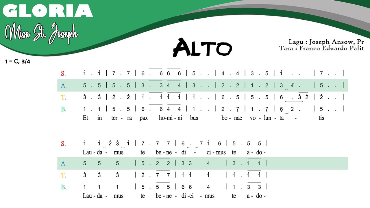 Gloria Misa St. Joseph | ALTO | Not Angka