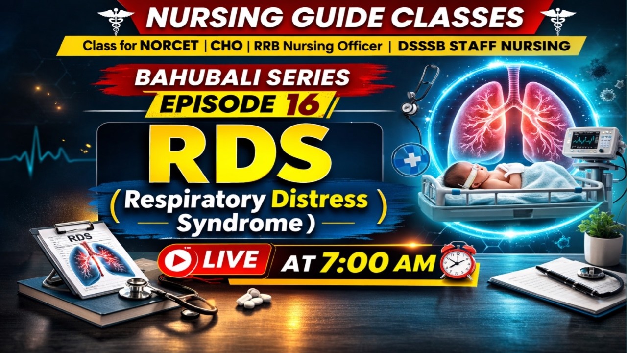 Respiratory Distress Syndrome (RDS) | Complete Theory + MCQs | NORCET, CHO, RRB, DSSSB Nursing