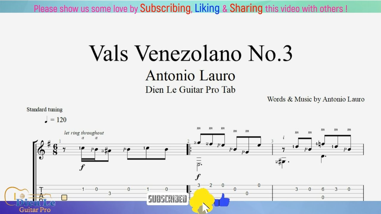 Vals Venezolano No.3 (Natalia) - for Guitar Tutorial with TABs