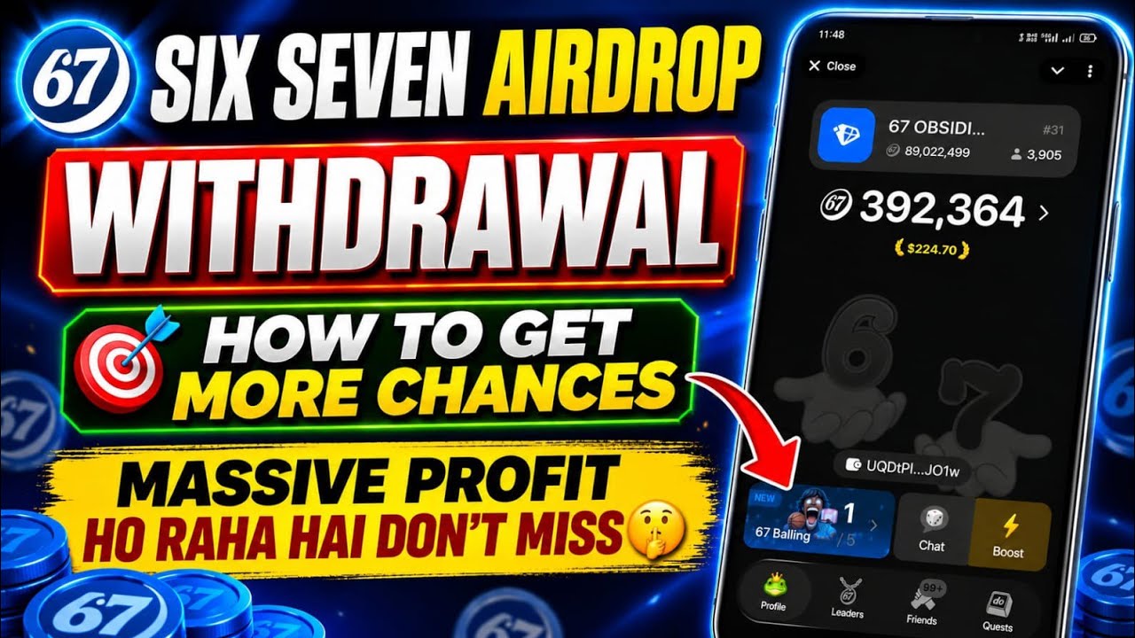 Six Seven Club Bot Withdrawal || Six Seven Telegram Bot || 67 Telegram Airdrop New Update