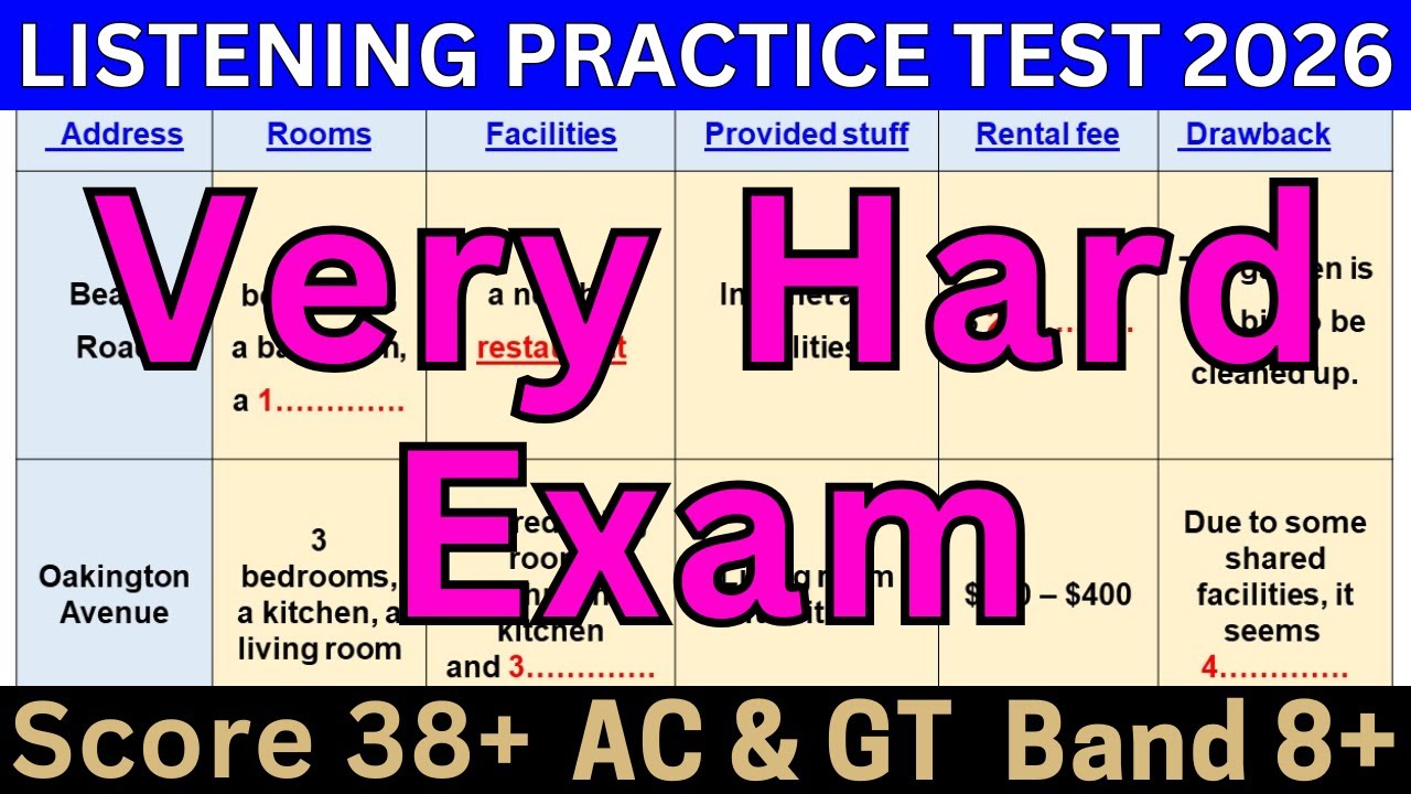 HARD LISTENING IELTS PRACTICE TEST FOR 31 JANUARY 2026 & 07 FEBRUARY 2026 WITH ANSWERS | LISTENING