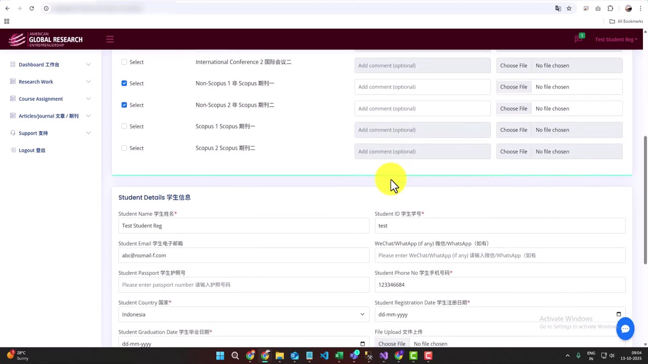How to create research work project By Student in Global Research Portal