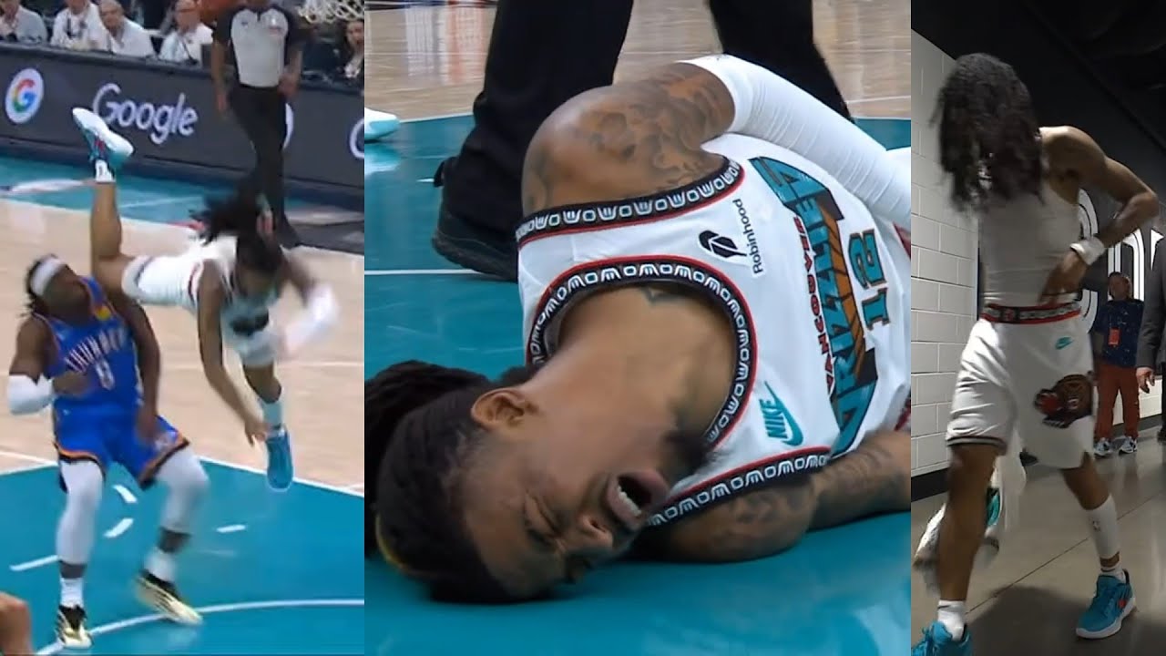 Ja Morant limps to locker room after SCARY fall over Lu Dort and JJJ was heated