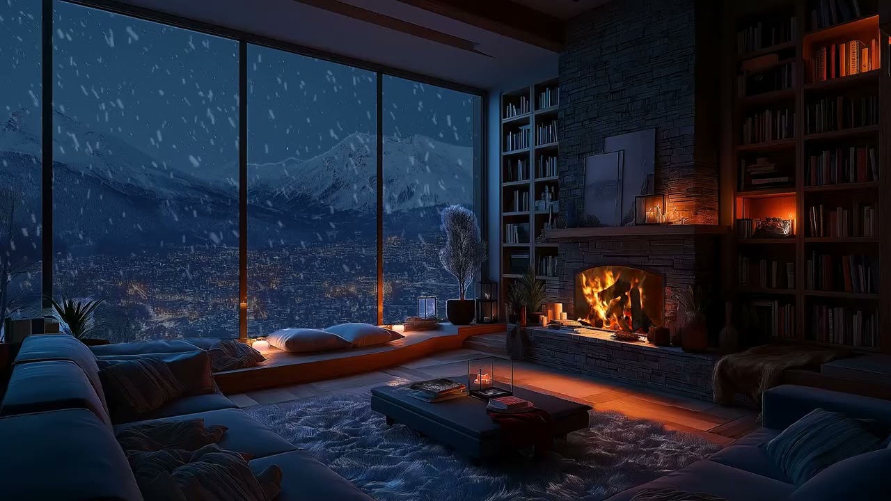 Snow Outside, Fire Inside ❄️🔥 | Cozy Winter Cabin Night for Gentle Sleep & Warmth