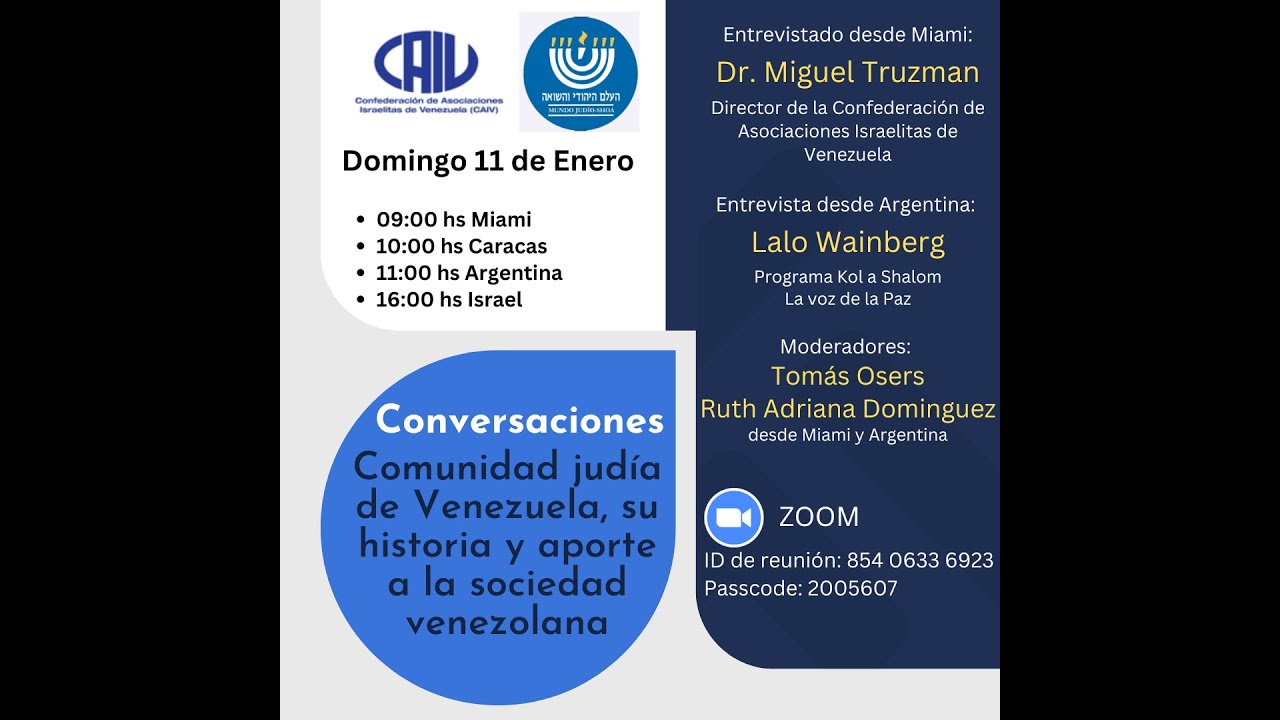 Conversaciones: Comunidad judía de Venezuela, su historia y aporte a la sociedad venezolana