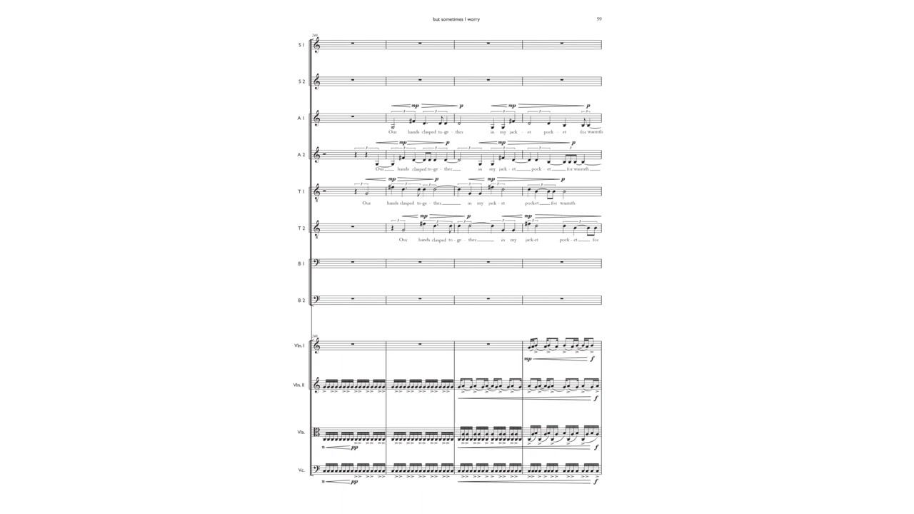 Nathaniel Parks - but sometimes I worry (2023), for 8 singers and string quartet [score follower]