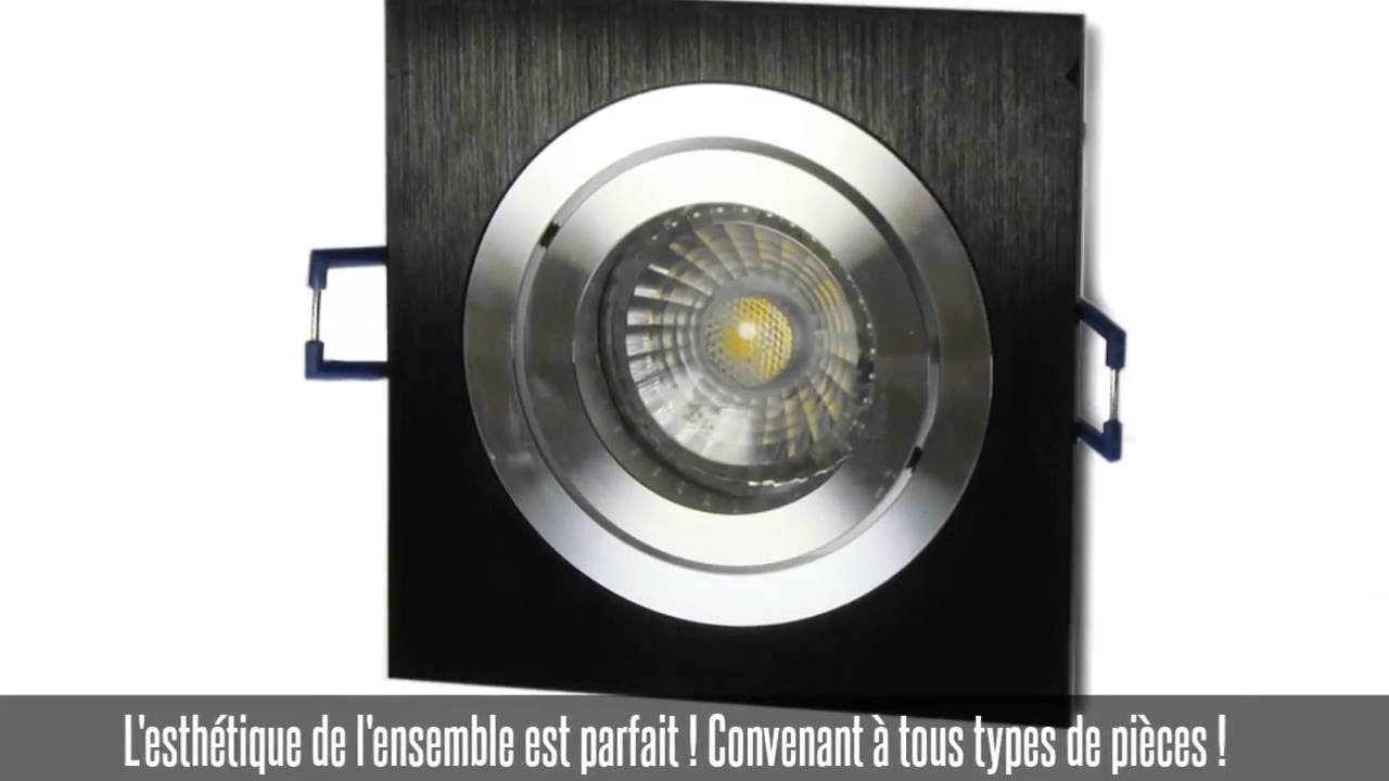 Kit encastrable avec ampoule GU10, 5W, blanc neutre + support carr&eacute; wengu&eacute; + douille