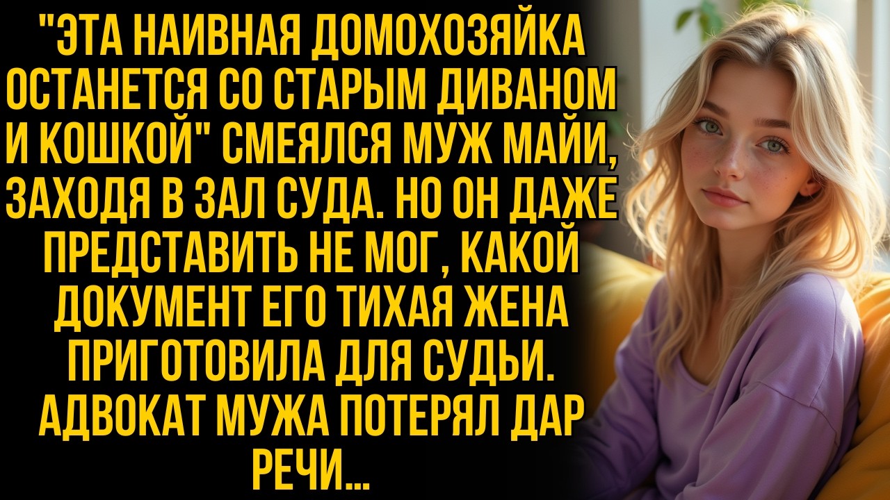 Муж Майи смеялся, что оставит её со старым диваном и кошкой, но она показала в суде один документ…