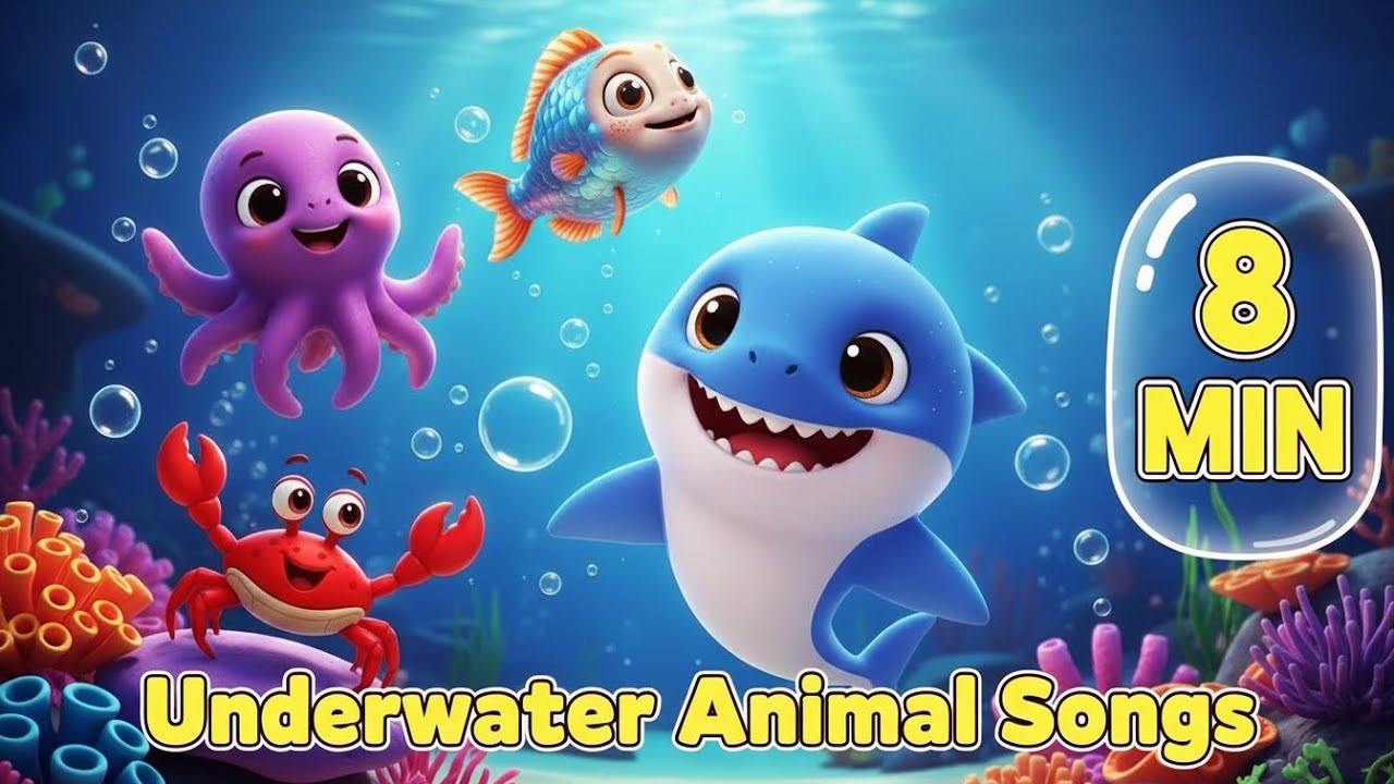 Underwater Animal Songs for Toddlers | 8 Minutes of Fun Learning Rhymes