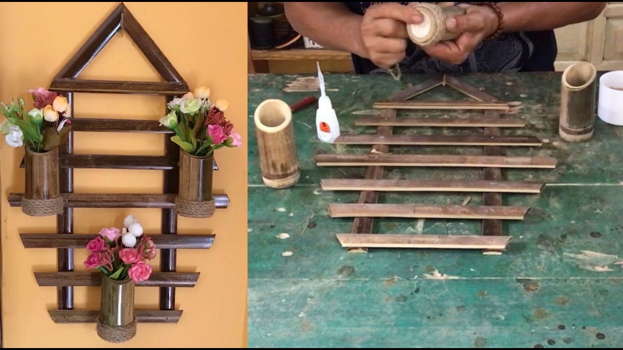 Hiasan Dinding Vas Bunga,Dekorasi kreatif dari bambu