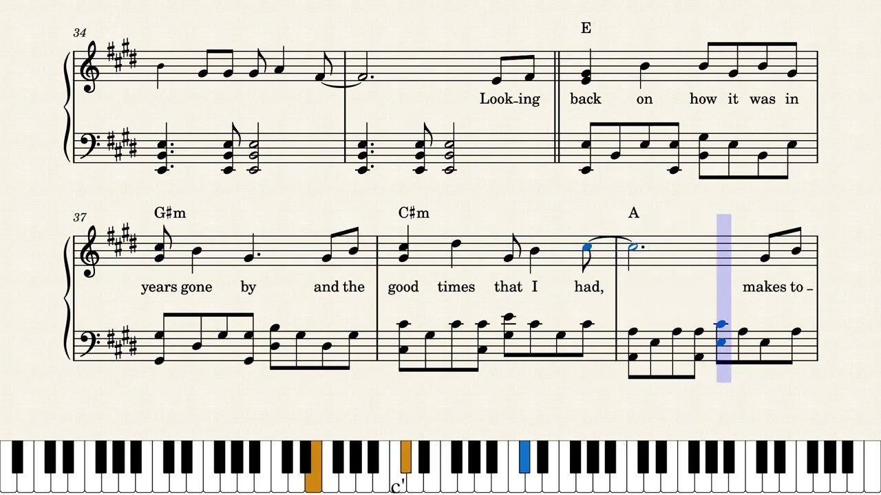 Yesterday Once More - Carpenters (Piano Solo Tutorial)
