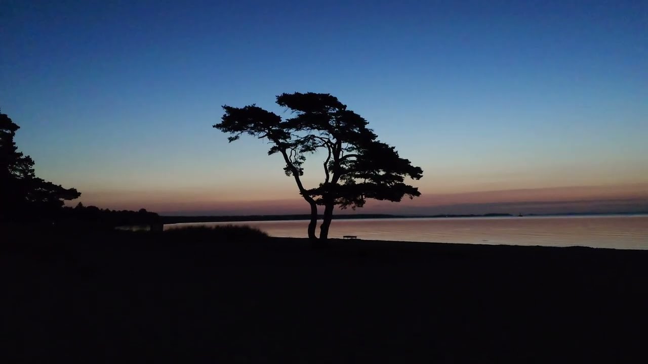 Två ljusstarka stjärnor vid Åhus Brygga Tidig morgon 4K