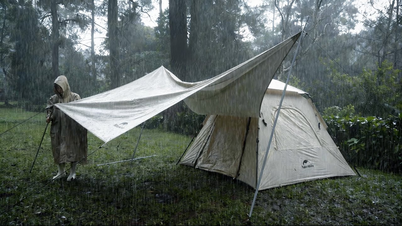 Rainy Forest Camping | Cozy Tent, Relaxing Time & Simple Cooking