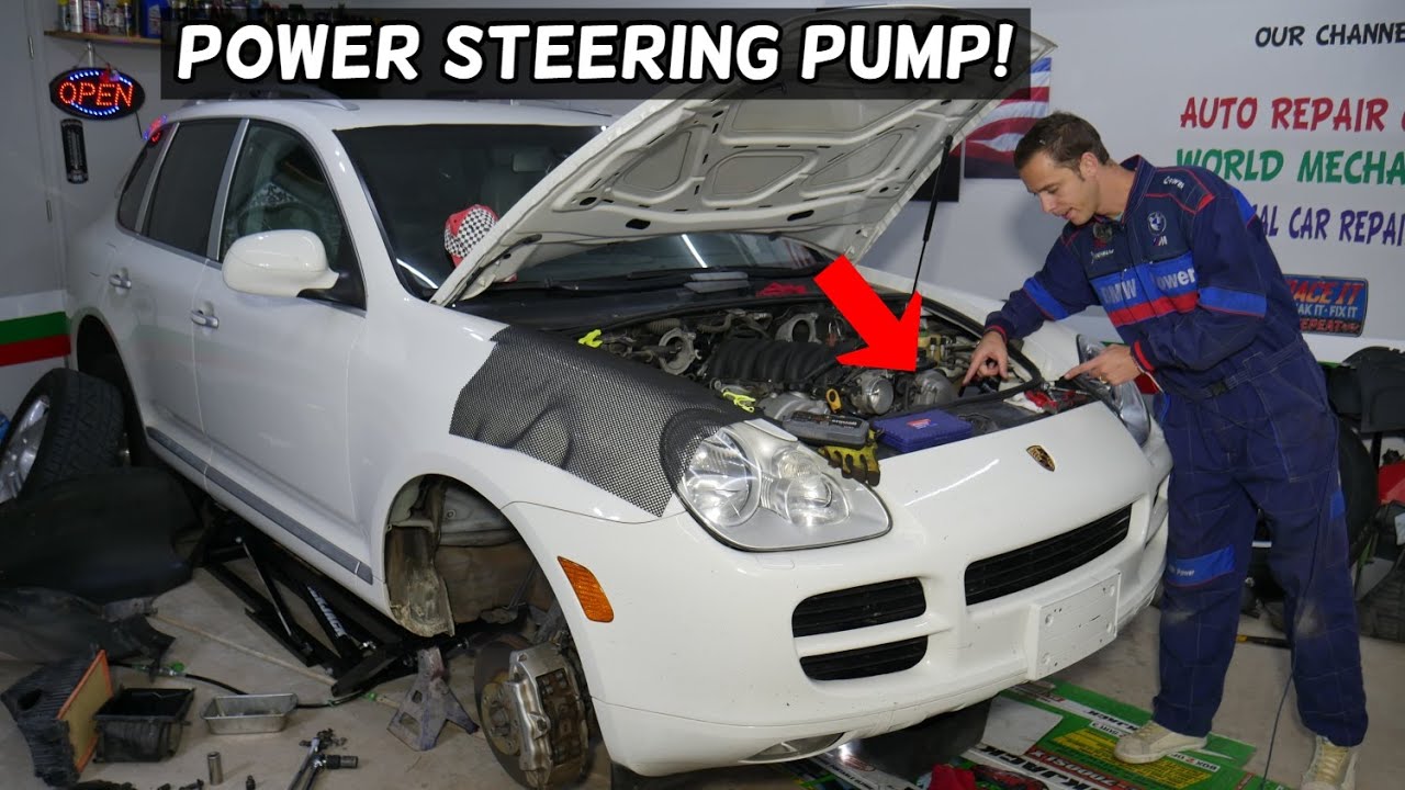 PORSCHE CAYENNE S POWER STEERING PUMP REPLACEMENT REMOVAL EXPLAINED