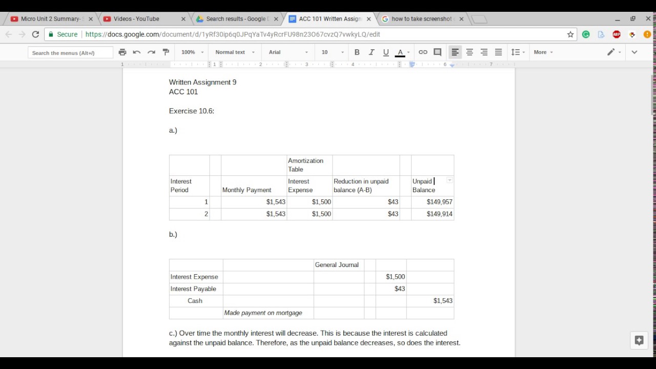 Problem Solution: Written Assignment 9. Exercise 10.6
