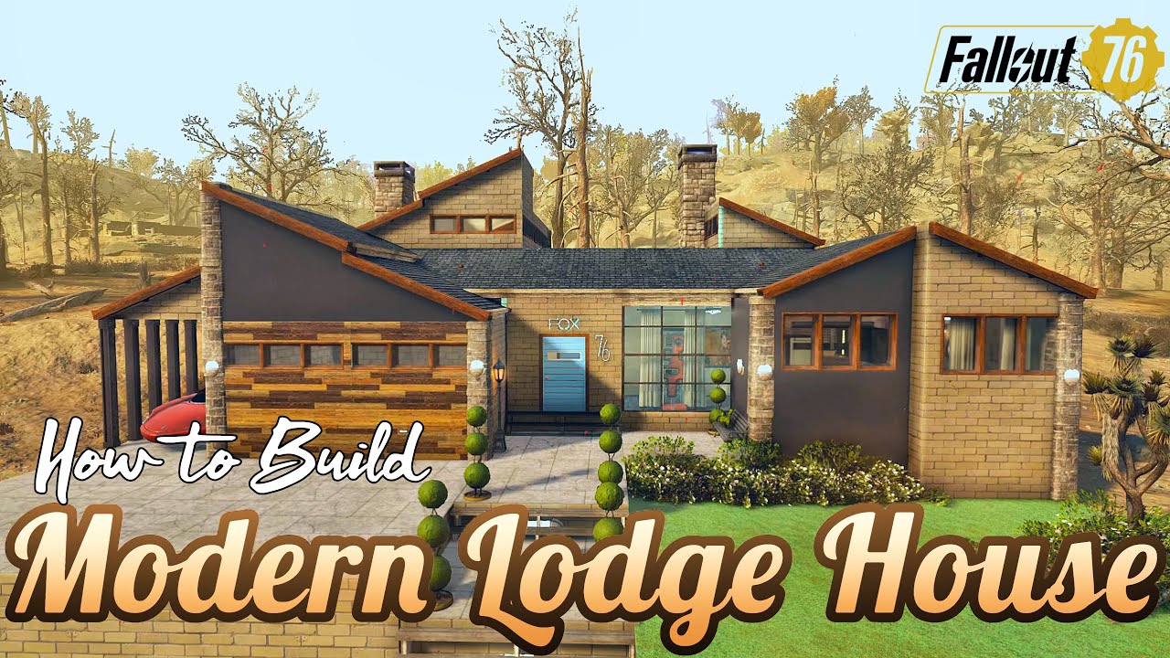 Modern Lodge House in Burning Springs CAMP Build Showcase & How to Build Tutorial 4K #fallout76